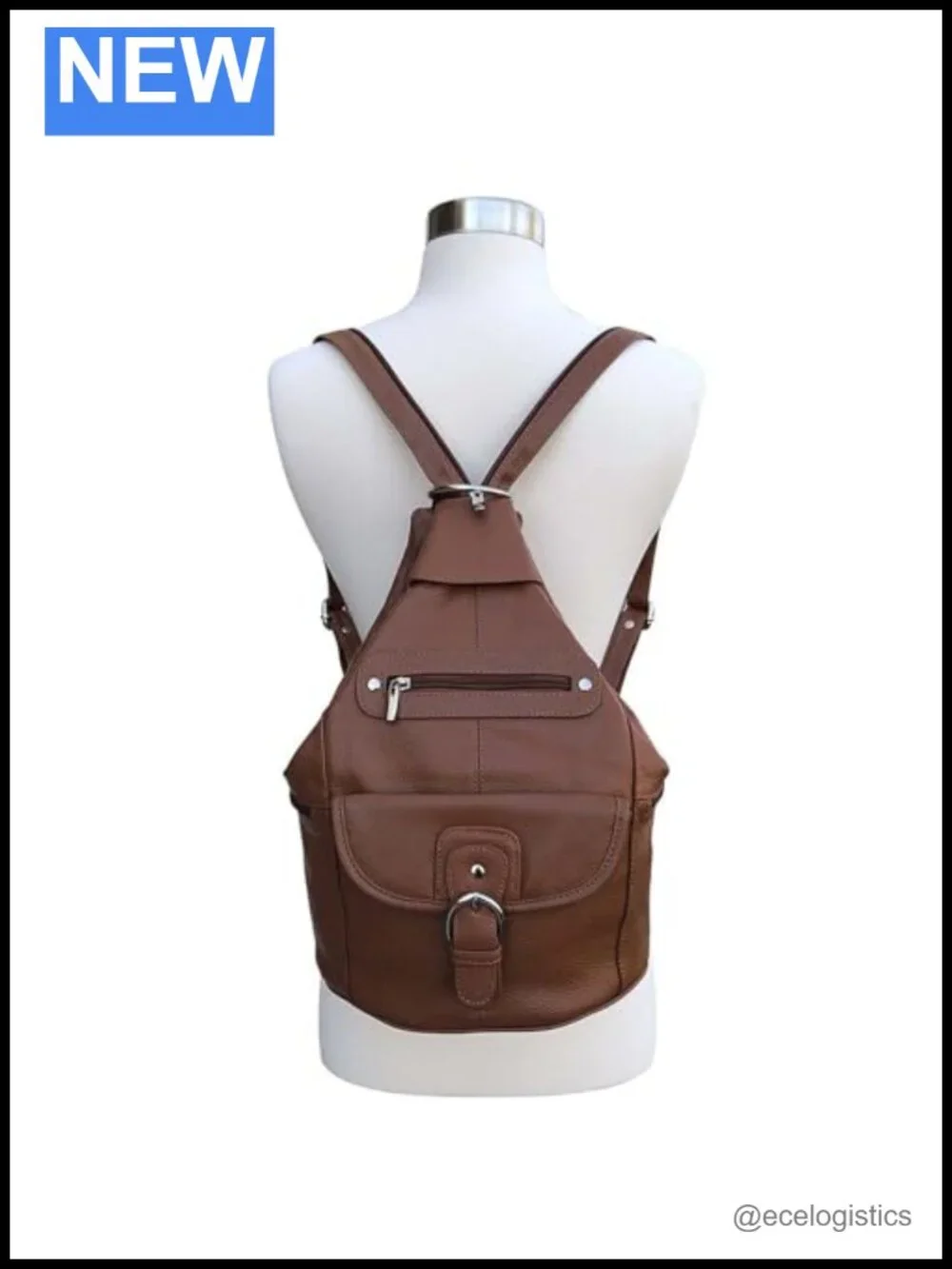 Genuine Leather Backpack Purse Sling Organizer with Adjustable Strap